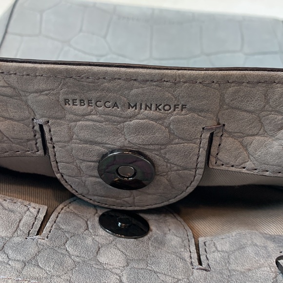 Rebecca Minkoff Womens Gray Chain Tote Crossbody Genuine Leather Crocodile Hobo - Picture 8 of 8